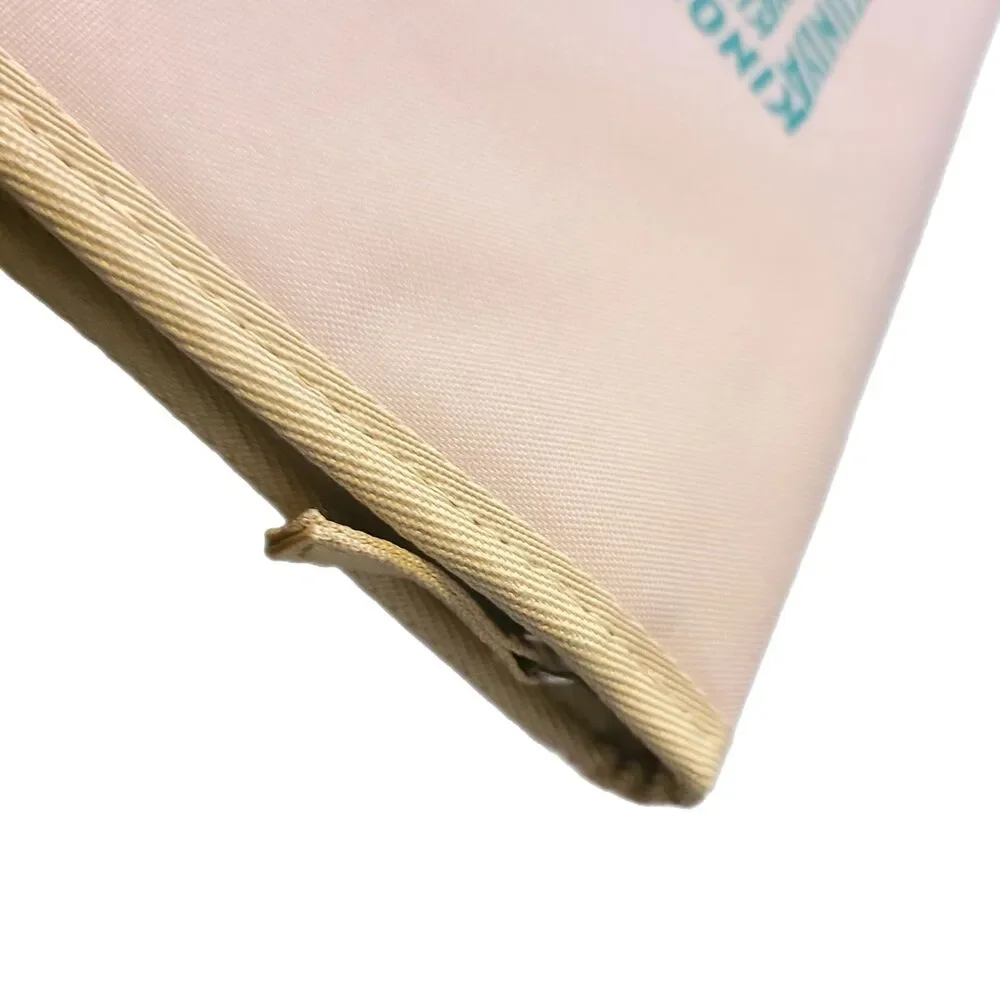 Kinokuniya x Japan NWOT Beige & Green Eco Canvas Zippy Organizer Pouch Case - Picture 5 of 11